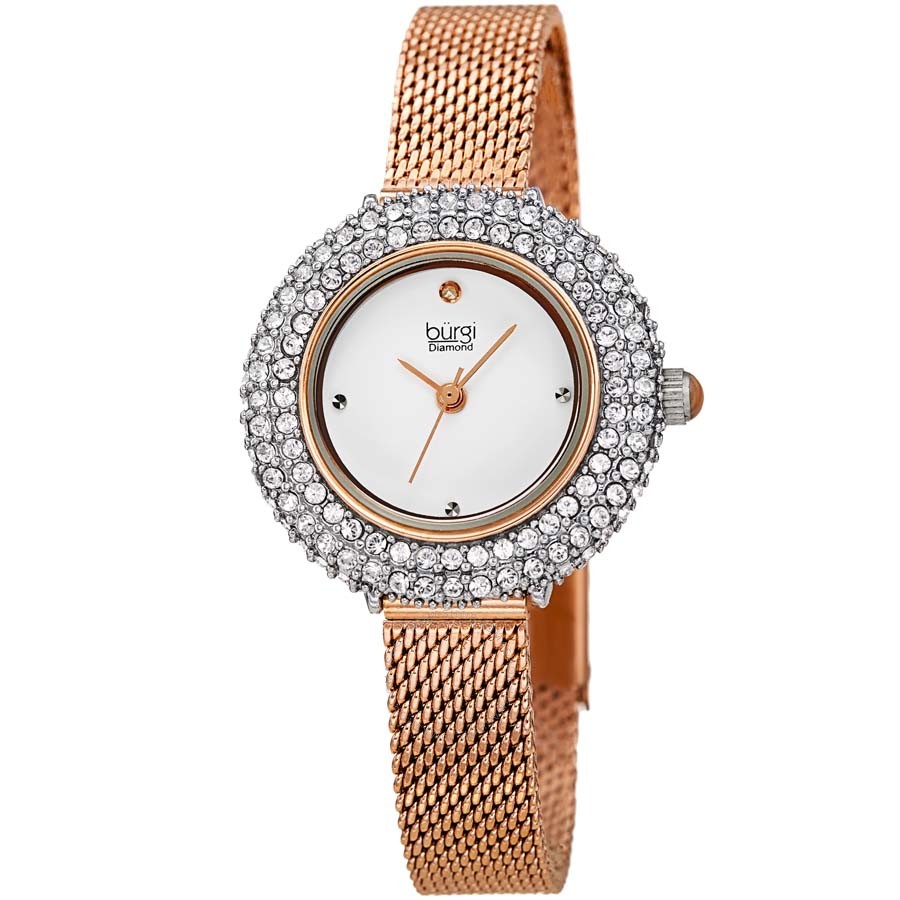 Burgi Diamond Silver Dial Ladies Watch BUR236RG