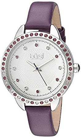 Burgi White Dial Ladies Purple Leather Watch BUR161PU