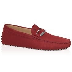 Tod's Men's Red Semi-Glossy Leather Driving Shoes XXM0GW0L910VEK9998