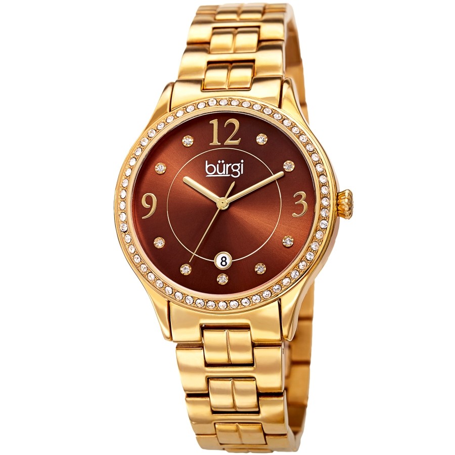 Burgi Quartz Brown Dial Ladies Watch BUR180YGBR