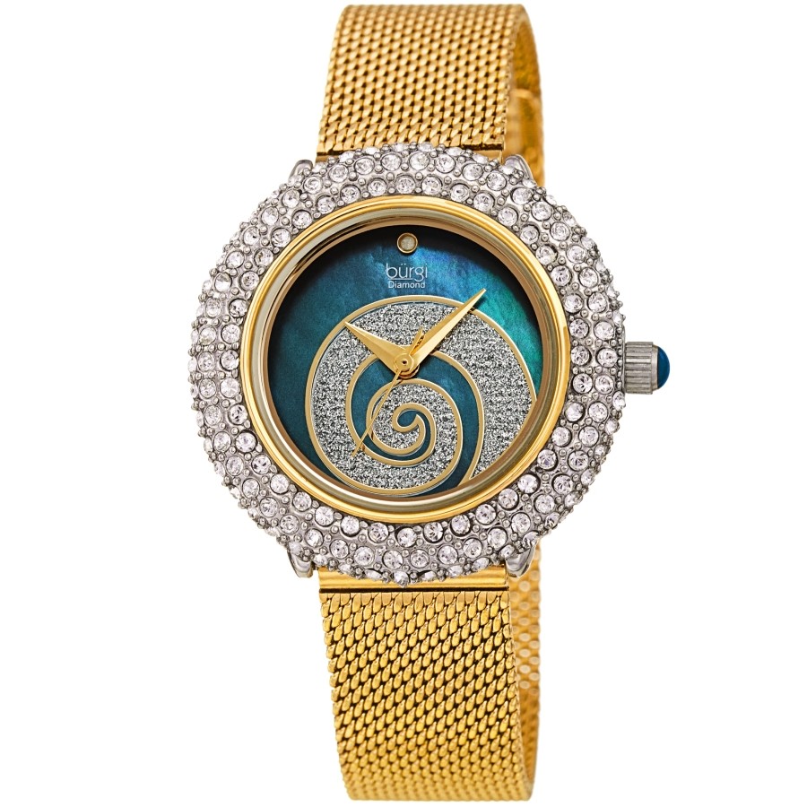 Burgi Quartz Diamond Blue Dial Ladies Watch BUR259YGBU