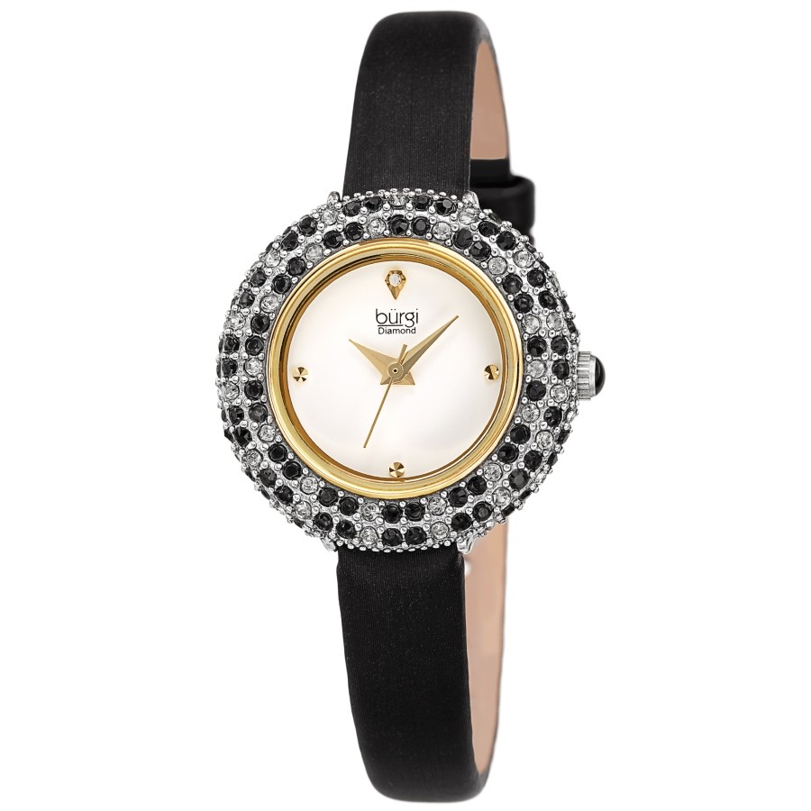 Burgi Quartz Diamond White Dial Ladies Watch BUR240BK