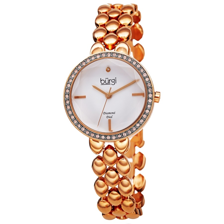 Burgi Quartz Diamond White Dial Ladies Watch BUR242RG