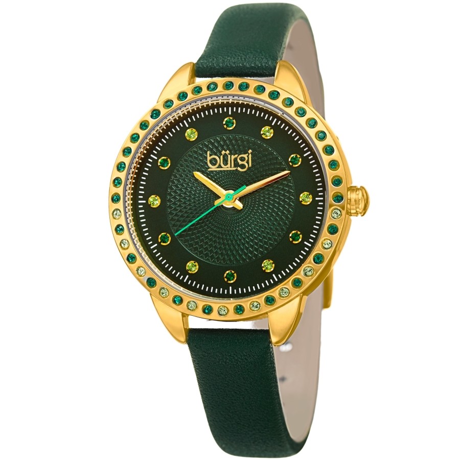 Burgi Quartz Green Dial Ladies Watch BUR161YGGN