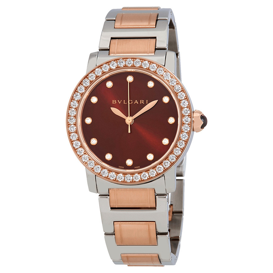 Bvlgari Brown Dial Diamond Automatic Ladies Watch 102478