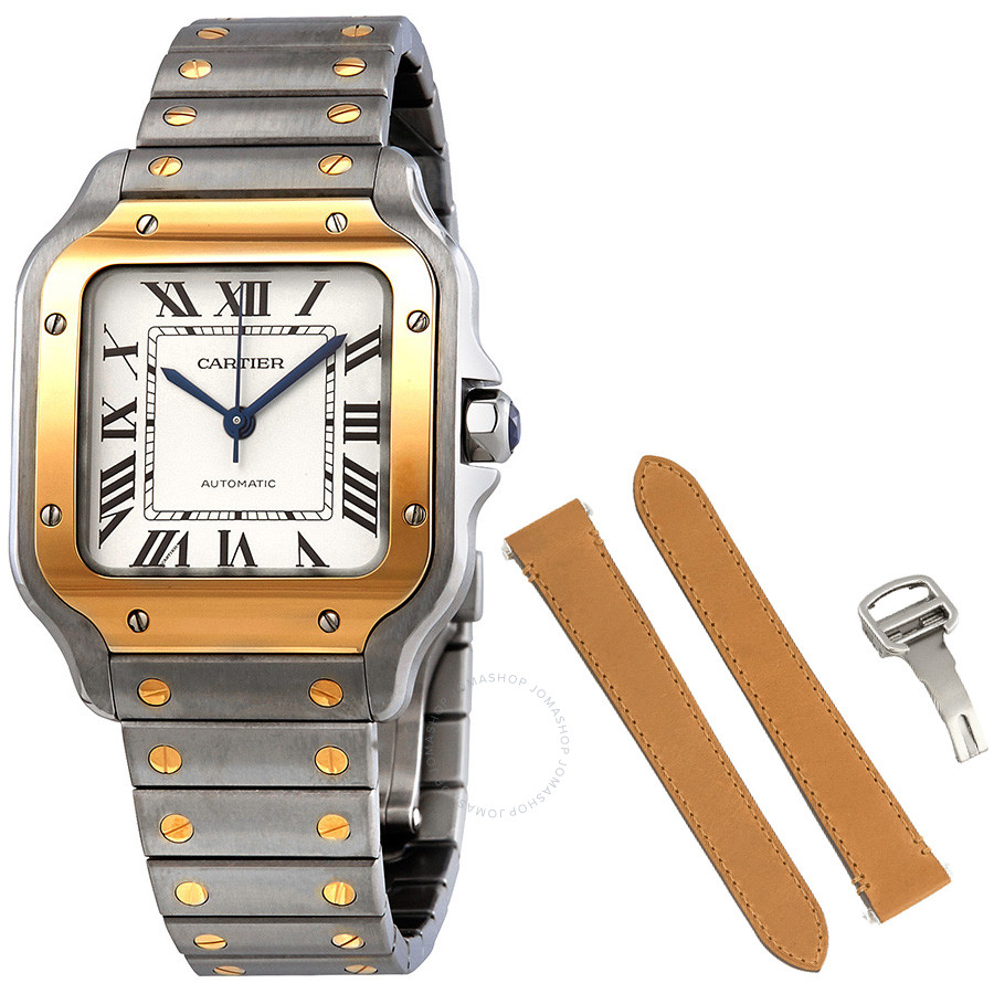 Cartier Santos Automatic Steel and 18kt Yellow Gold Men's Watch W2SA0007