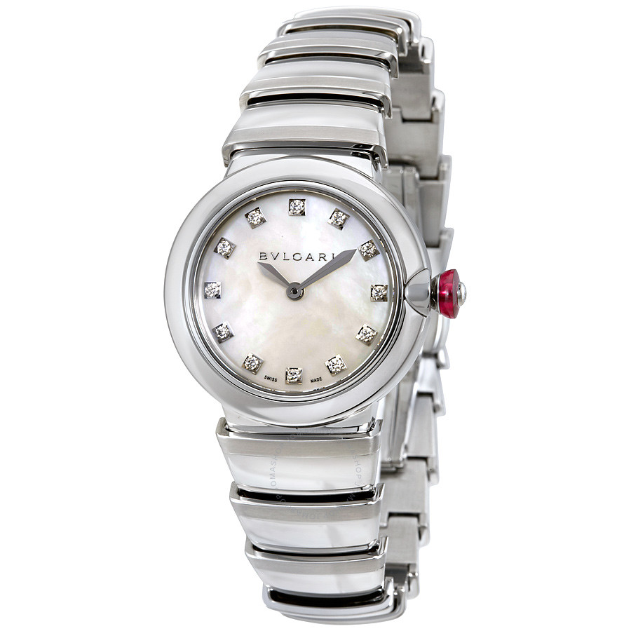 Bvlgari LVCEA White Mother of Pearl Diamond Dial Ladies Watch 102196