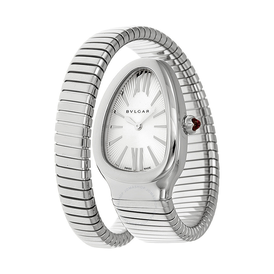 Bvlgari Serpenti Silver Opaline Dial Large Ladies Watch 101828