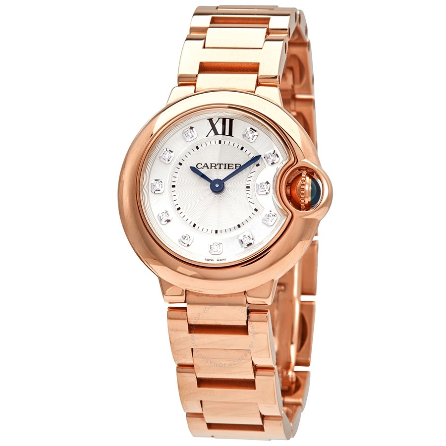 Cartier Ballon Bleu Silver Dial 18k Rose Gold Ladies Watch WE902025