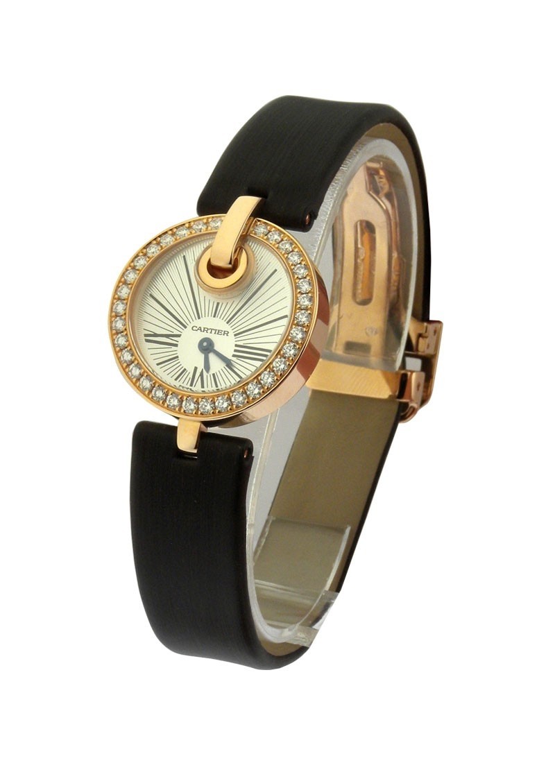 Cartier Captive Silver Dial Brown Satin Strap Diamond Ladies Watch WG600007