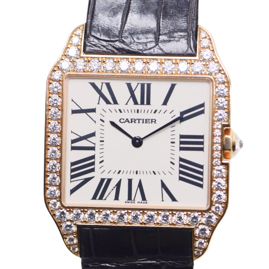 Cartier Santos-Dumont Diamond Bezel Manual Wind 18 kt Rose Gold Men's Watch WH100751