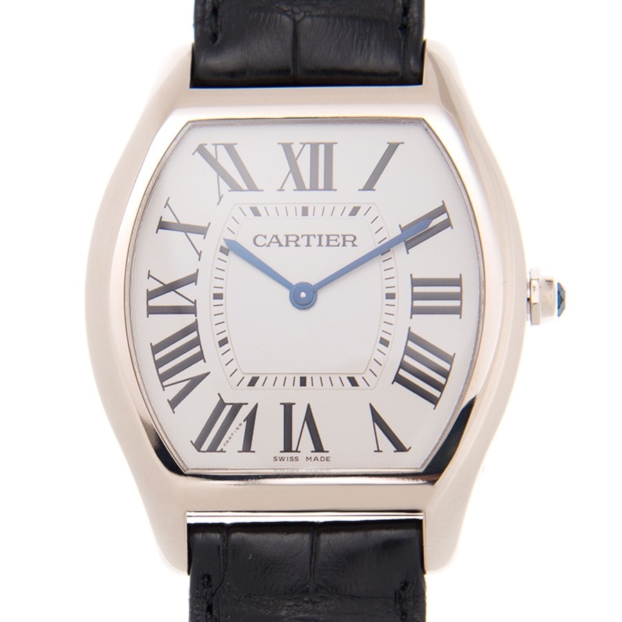 Cartier Tortue Silver Dial 18k White Gold Men's Watch WGTO0003