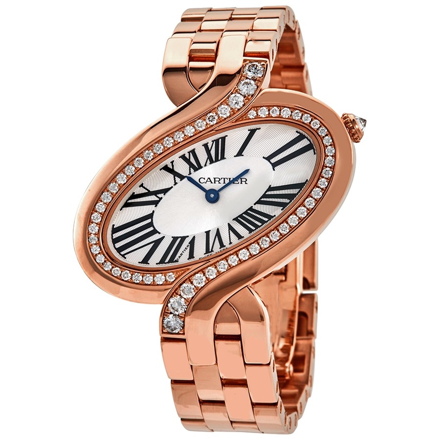 Cartier Delices De  Diamond 18k Rose Gold Ladies Watch WG800006