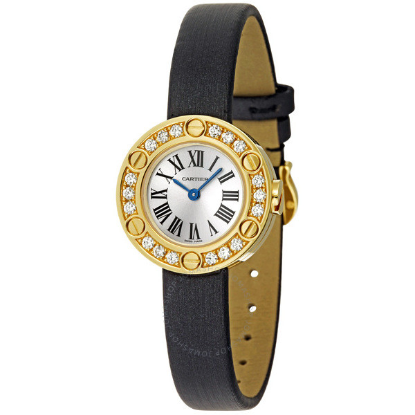 Cartier Love 18kt Yellow Gold Diamond Case Satin Strap Ladies Watch WE800931