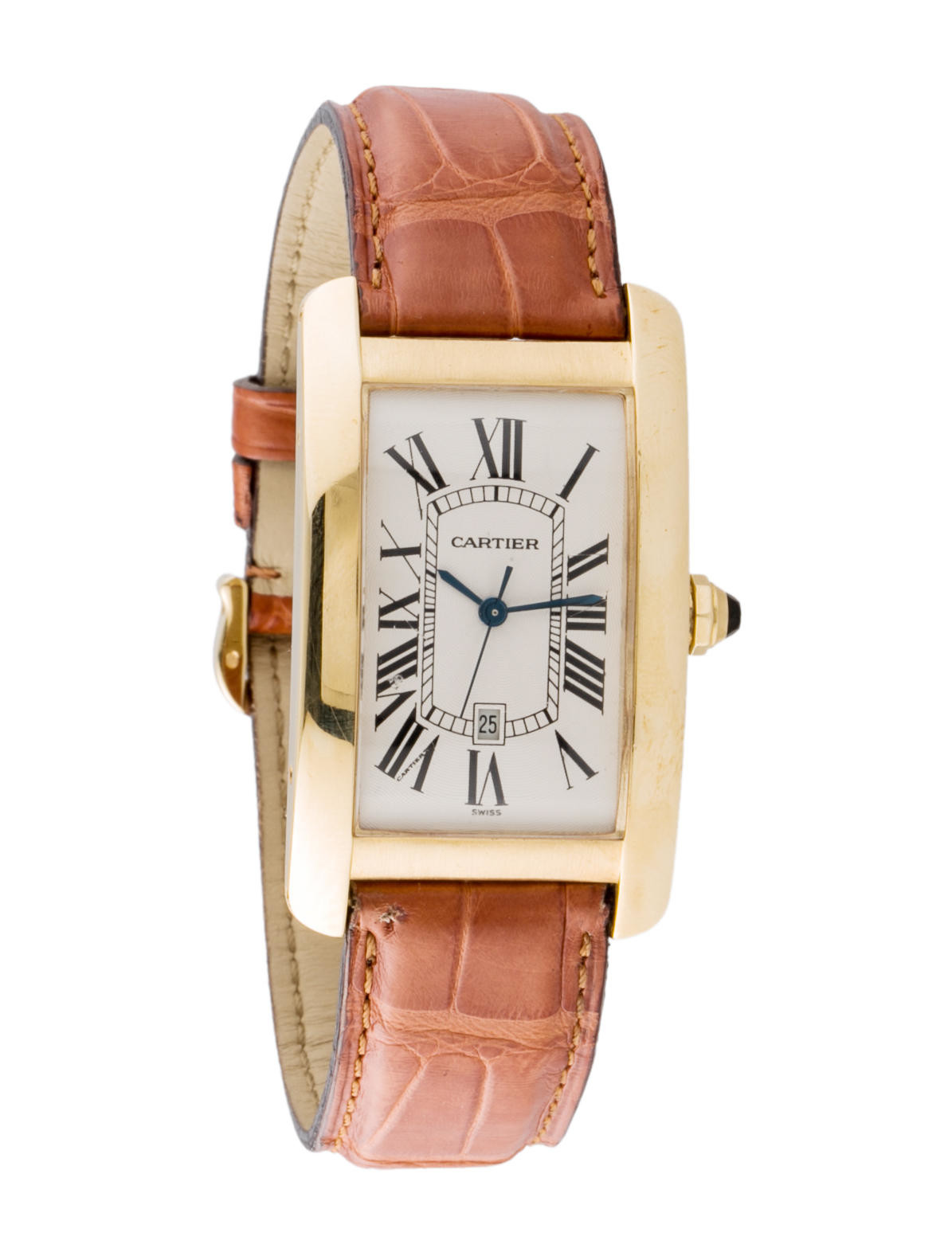 Cartier Tank Americaine 18k Yellow Gold Men's Watch W2603156