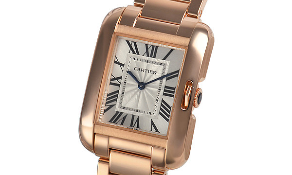 Cartier Tank Anglaise Silvered Flinque Dial Ladies Watch W5310041