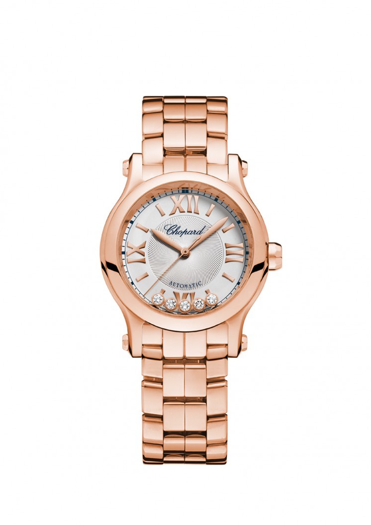 Chopard Happy Sport Silver Tone Dial 18 Carat Rose Gold Ladies Watch 274893-5003