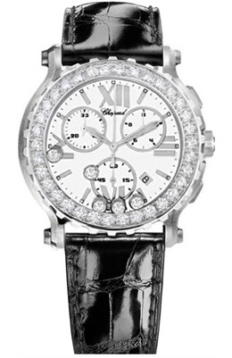 Chopard Happy Sport White Dial Chronograph Diamond Ladies Watch 28/8506-2001