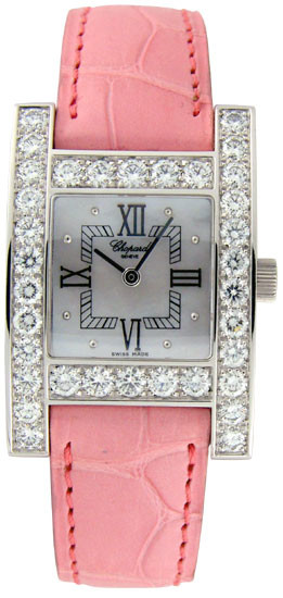 Chopard H Diamond 18kt White Gold Pink Ladies Watch 13/6621 13/6621