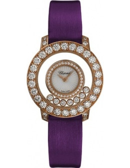 Chopard Happy Diamond Mother of Pearl Diamond Bezel 18k Rose Gold Ladies Watch 209412-5001