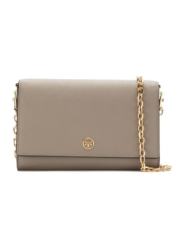 Tory Burch Ladies Leather Robinson Gray Robinson Chain Wallet 52708-082