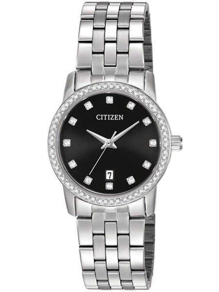Citizen Quartz Crystal Black Dial Ladies Watch EU6030-56E
