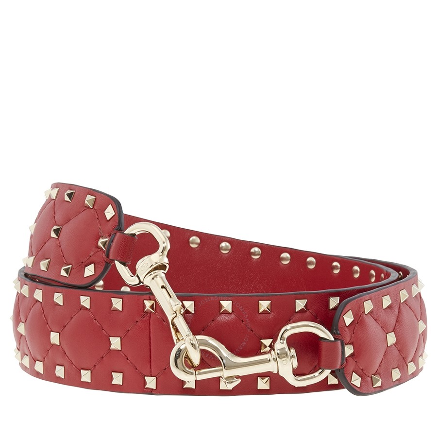 Valentino Ladies Leather Straps Red Strap Spike P0P37 NAP 0RO