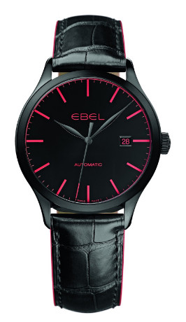 Ebel Classic Black Dial Black Leather Automatic Men's Watch 1216154