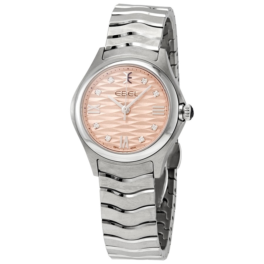 Ebel Wave Quartz Diamond Pink Dial Ladies Watch 1216413