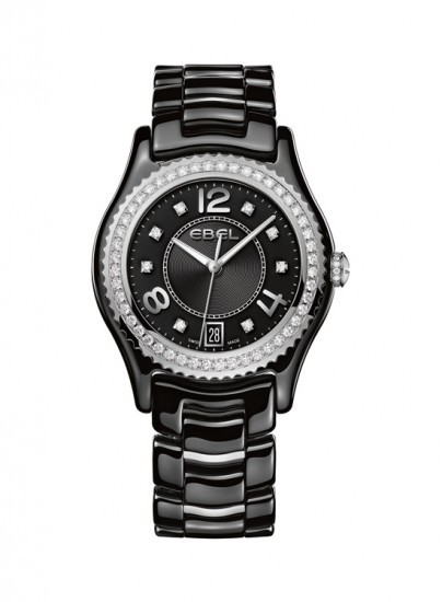 Ebel X-1 Black Dial Diamond Ceramic Ladies Watch 1216156