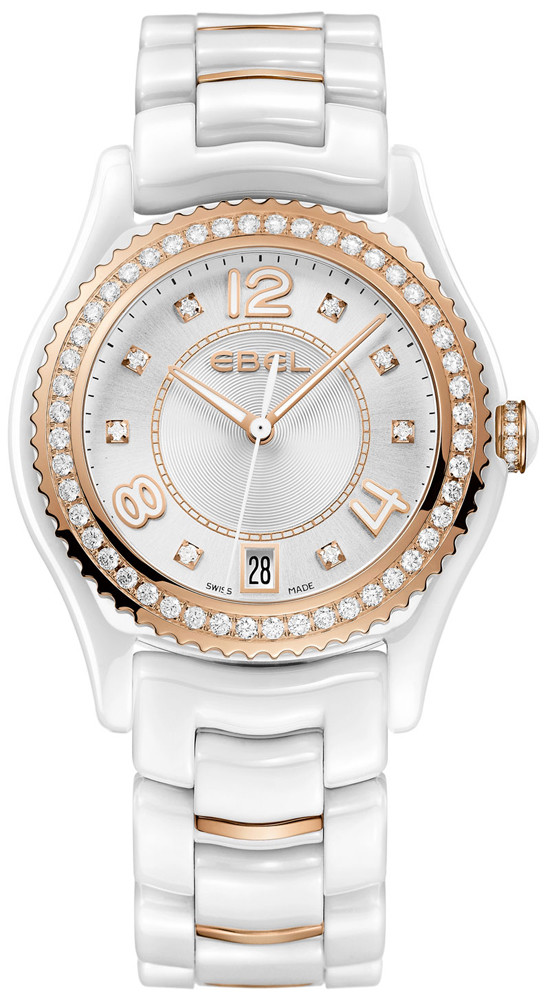 Ebel X-1 Silver Diamond Dial 18Kt Rose Gold and Steel Ladies Watch 1216116