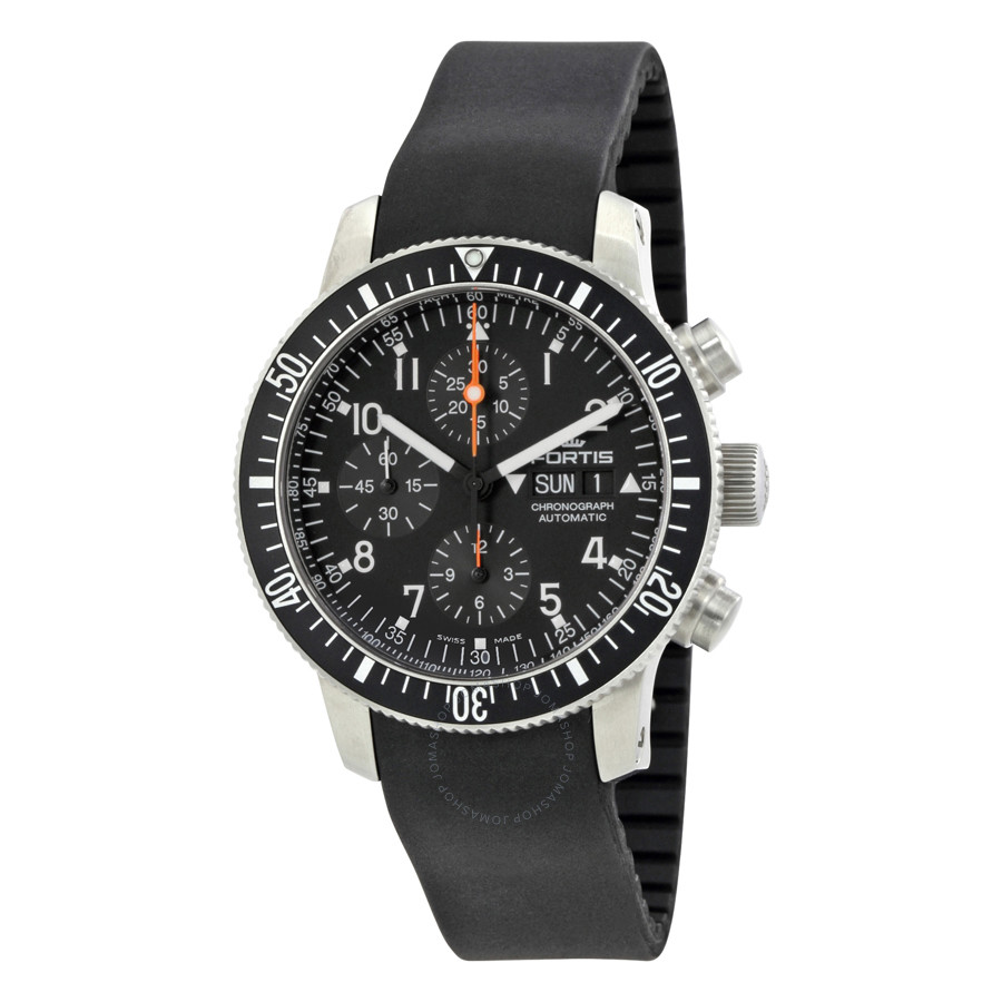 Fortis Cosmonauts Chronograph Black Dial Men's Watch 638.10.11 K