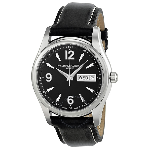 Frederique Constant Junior Black Dial Stainless Steel Black Leather Juniors Watch FC-242B4B26