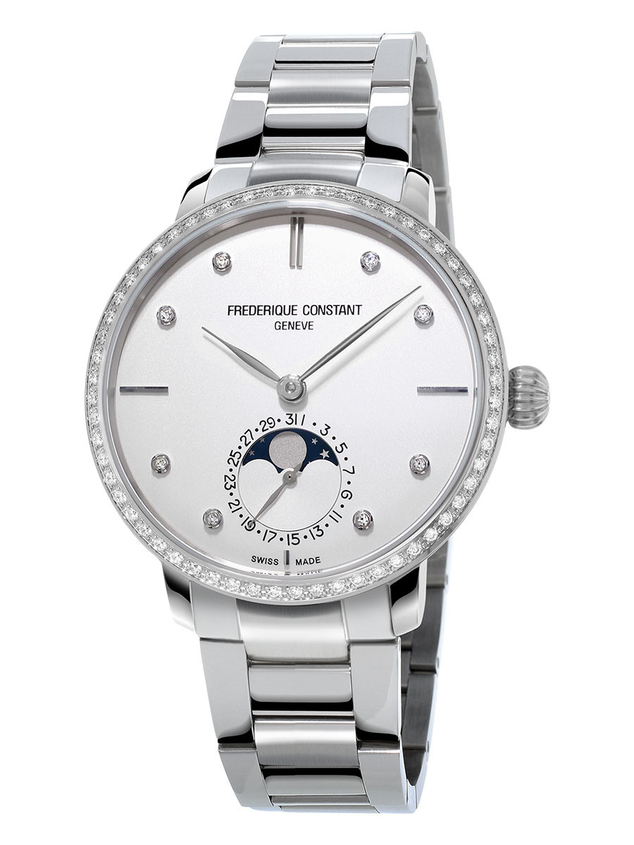 Frederique Constant Slimline Moonphase Silver Diamond Dial Automatic Men's Watch FC-703SD3SD6B