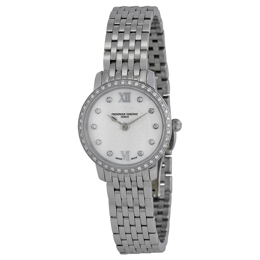 Frederique Constant Stainless Steel Slim Line Diamond Ladies Watch FC-200WHDSD6B