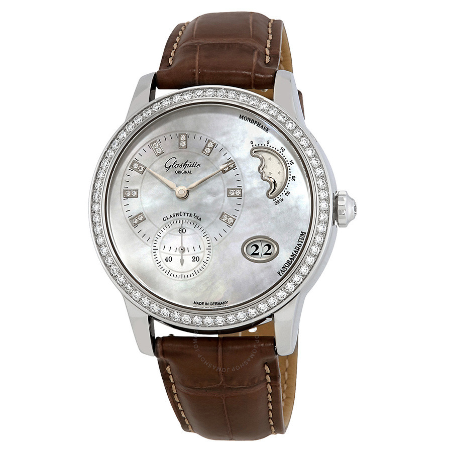 Glashutte PanoMaticLunar Automatic Mother of Pearl Dial Ladies Watch 1-90-12-01-12-02