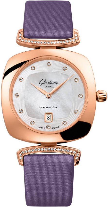 Glashutte Pavonina White Mother Of Pearl Dial Ladies Diamond Watch 03-01-08-05-02