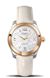 Glashutte Serenade Silver Dial Ladies Steel and 18kt Rose Gold Watch 39-22-09-06-44