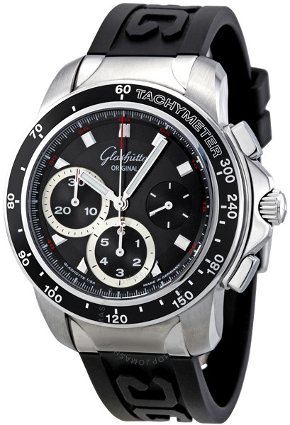 Glashutte Sport Evolution Chronograph Black Dial Black Rubber Men's Watch 39-31-43-03-04