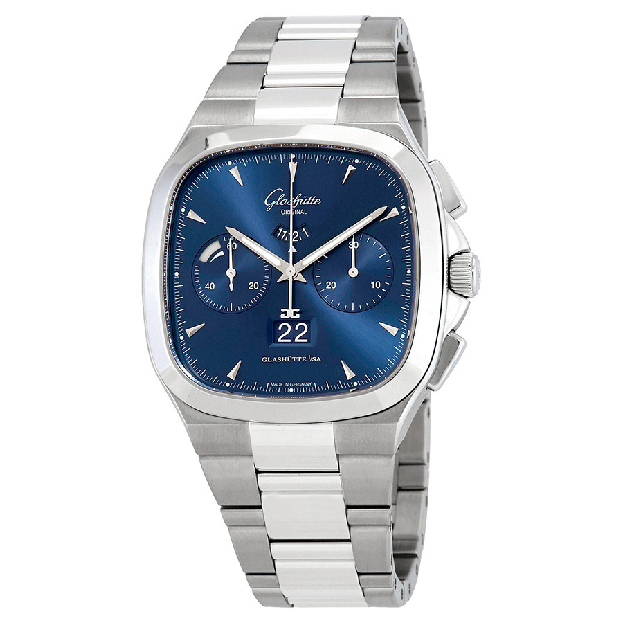 Glashutte Seventies Galvanized Blue Dial Men's Chronograph Watch 1-37-02-03-02-70