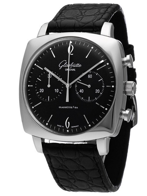 Glashutte Sixties Black Dial Chronograph Men's Watch 39-34-02-32-04