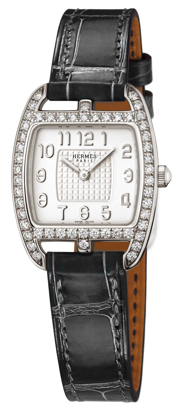 Hermes Cape Cod Silver Dial Ladies Diamond Leather Watch 043146WW00