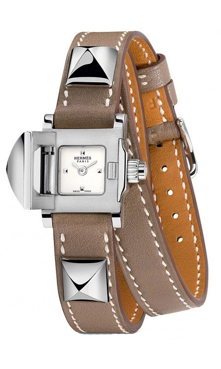 Hermes Medor Mini Silver Dial Ladies Double Wrap Watch 028273WW00