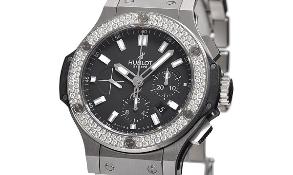 Hublot Big Bang Steel Black Dial Chronograph Diamond Bezel Men's Watch 301SX1170SX1104 301.SX.1170.SX.1104