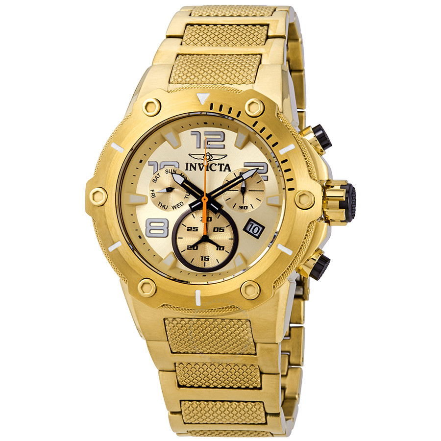 Invicta Speedway Chronograph Champagne Dial Gold Ion-plated Men's Watch 19529