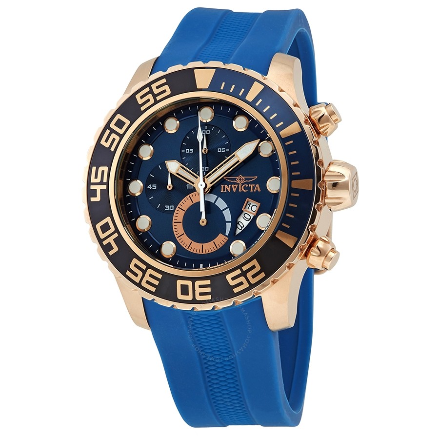 Invicta Pro Diver Chronograph Blue Dial Blue Polyurethane Men's Watch 19247