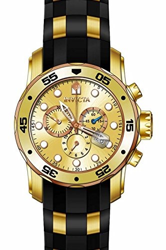 Invicta Pro Diver Chronograph Gold Dial Black Rubber Men's Watch 17884