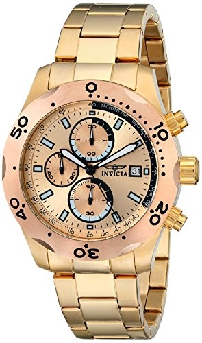 Invicta Specialty Chronograph Rose Dial 18kt Gold Ion-plated Watch 17753