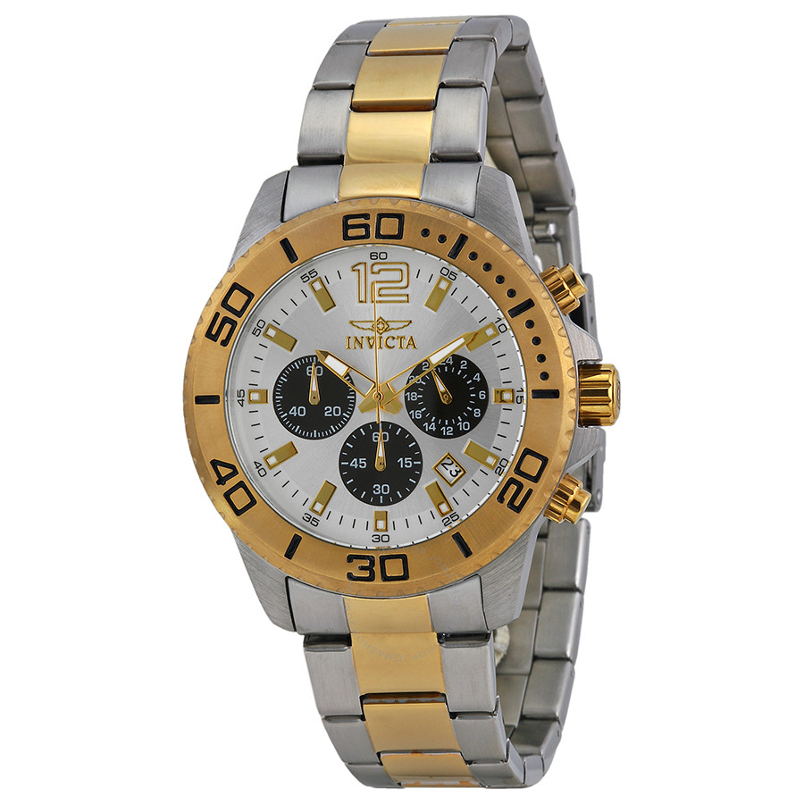 Invicta Pro Diver Chronograph Silver Dial Two-tone Men's Watch 17399