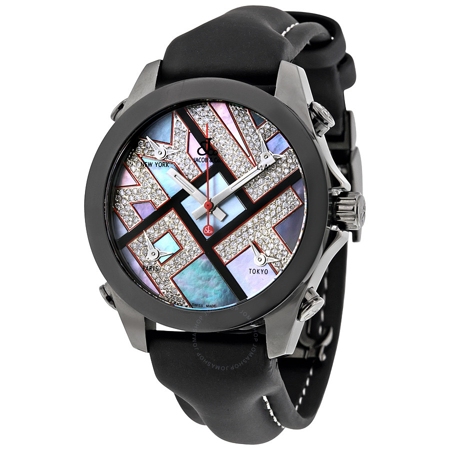 Jacob & Co. Jacob and Co. Five Time Zone Mother of Pearl Diamond Pave Unisex Watch JCM-ATH6